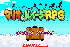 Mario & Luigi RPG title screen for GameBoy Advance